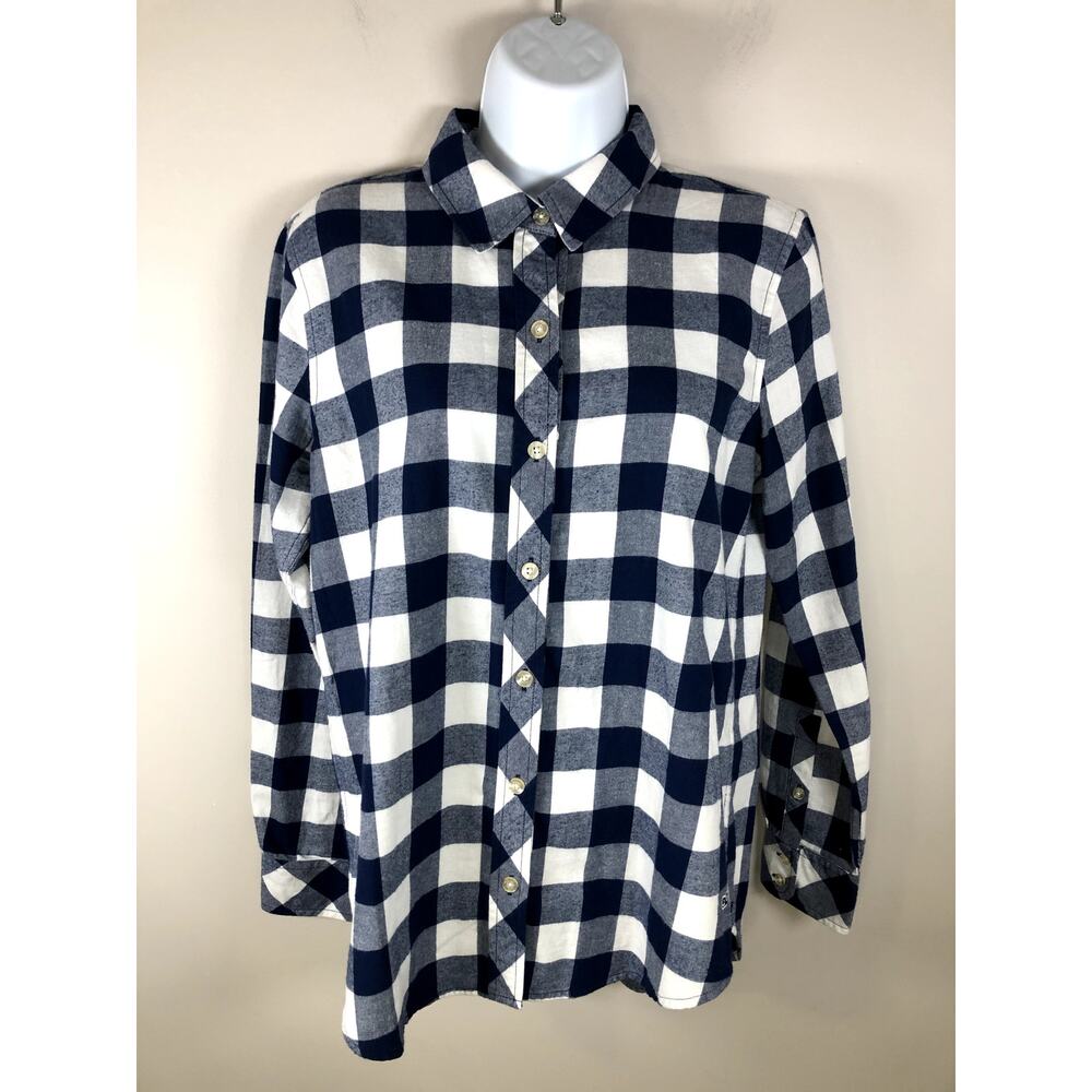 Vineyard Vines Women's Button Down Top Size 4 Long Sleeve Blue White Cotton